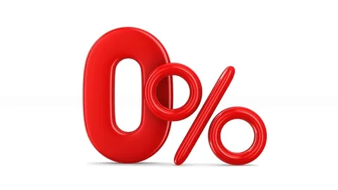 Zero percent on white background. Isolated 3D render Video stock 77104034