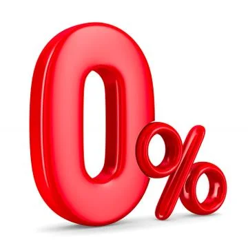 Zero percent on white background. Isolated 3D illustration Illustrazione stock