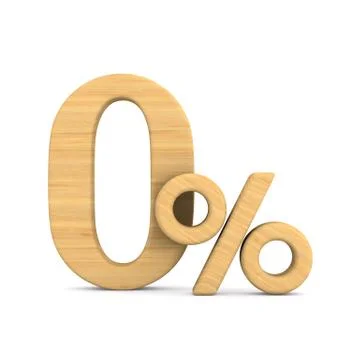Zero percent on white background. Isolated 3D illustration Illustrazione stock