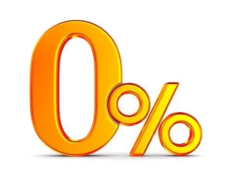 Zero percent on white background. Isolated 3D illustration Illustrazione stock