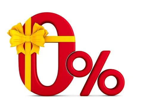 Zero percent on white background. Isolated 3D illustration Illustrazione stock