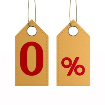 Zero percent on white background. Isolated 3D illustration Illustrazione stock