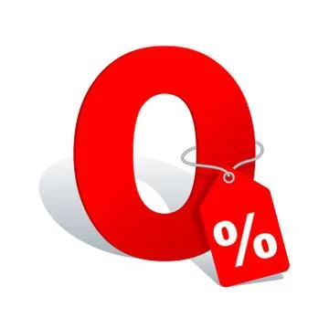 Zero percents isolated tag Stock Illustration