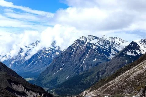Zero Point  High-Altitude Snow-Capped Landscape in Sikkim, India Stock Photos