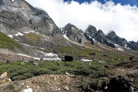 Zero Point  High-Altitude Snow-Capped Landscape in Sikkim, India Stock Photos