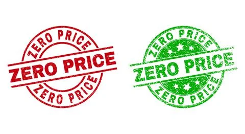 ZERO PRICE Round Badges with Rubber Style Stock Illustration