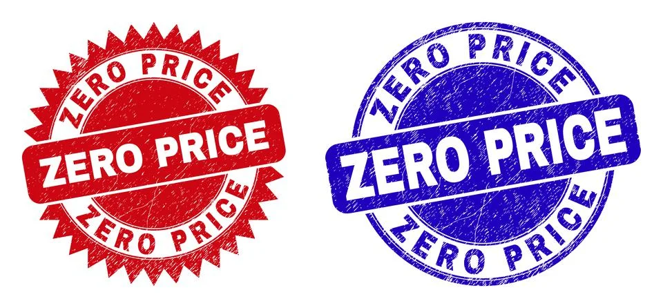 ZERO PRICE Rounded and Rosette Stamps with Distress Surface Stock Illustration