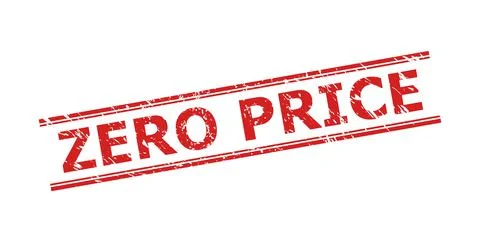 ZERO PRICE Stamp with Corroded Style and Double Parallel Lines Stock Illustration