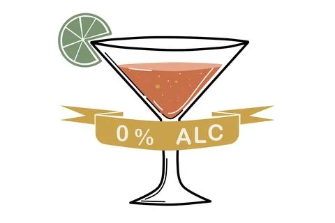 Zero-Proof Mocktail Bar Badge Stock Illustration