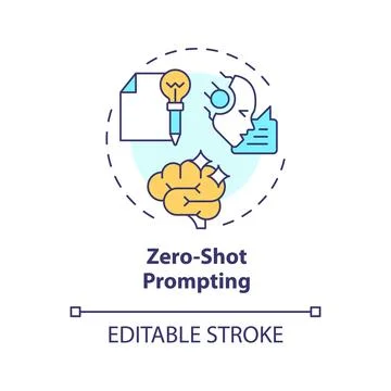 Zero shot prompting multi color concept icon Stock Illustration