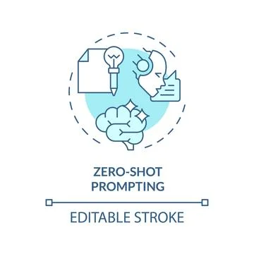 Zero shot prompting soft blue concept icon Stock Illustration