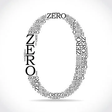 Zero sign created from text Stock Illustration