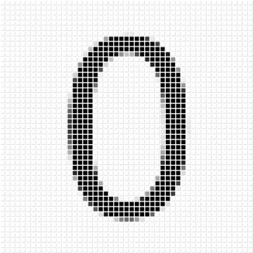 Zero. Simple geometric pattern of black squares in number zero Illustrazione stock