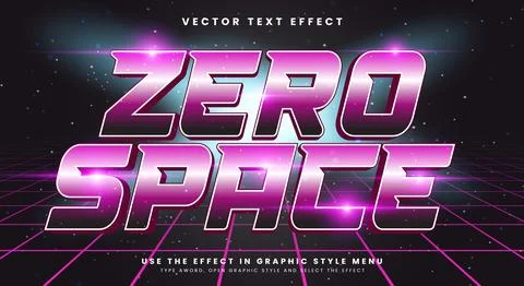 Zero Space glow Galaxy 3D editable text effect Template Illustrazione stock