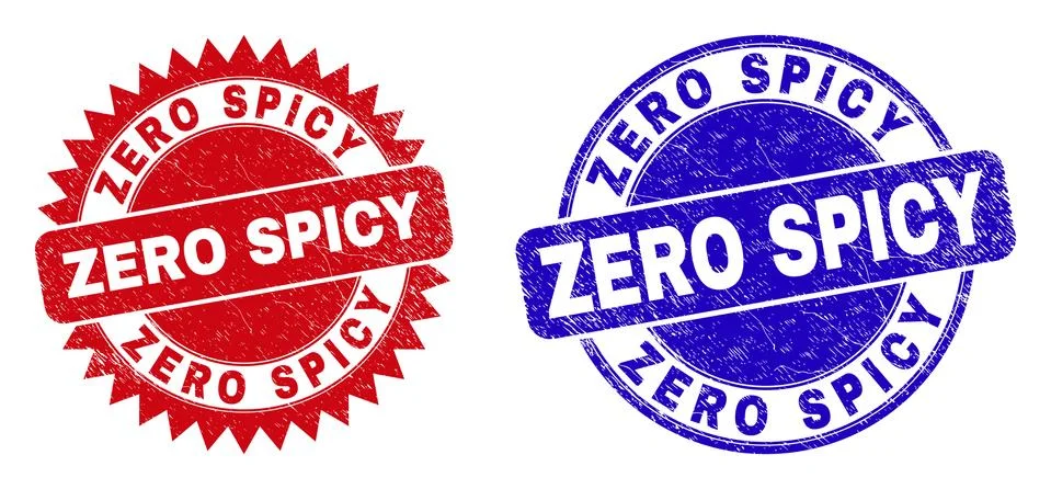 ZERO SPICY Round and Rosette Stamps with Scratched Texture Ilustração Stock