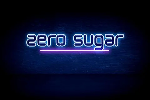 Zero Sugar - blue neon announcement signboard Stock Illustration