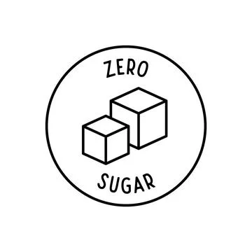 Zero Sugar Icon with Two Sugar Cubes in Flat Minimal Round Outline Illustrazione stock