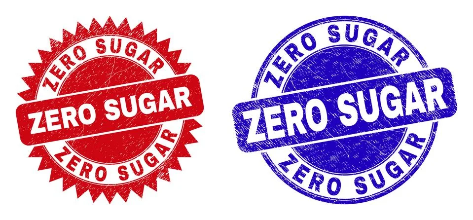 ZERO SUGAR Round and Rosette Stamps with Corroded Surface Stock Illustration