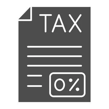 Zero Tax document solid icon, Black bookkeeping concept, Submission of zero tax Stock Illustration