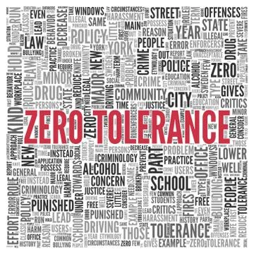 Zero tolerance concept in word tag cloud design Stock Illustration