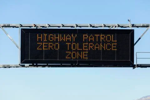 Zero tolerance freeway sign Stock Photos