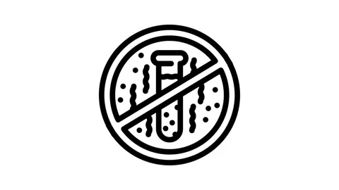 Zero toxins product label caution line icon animation Stock Footage 326755223