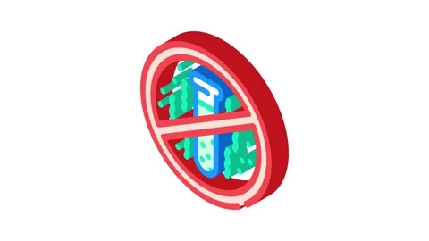 Zero toxins product label caution isometric icon animation Stock Footage 327284562