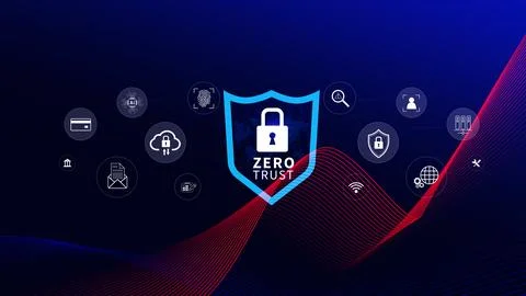 Zero trust and security concept. Business security network and private data.. Stock Illustration