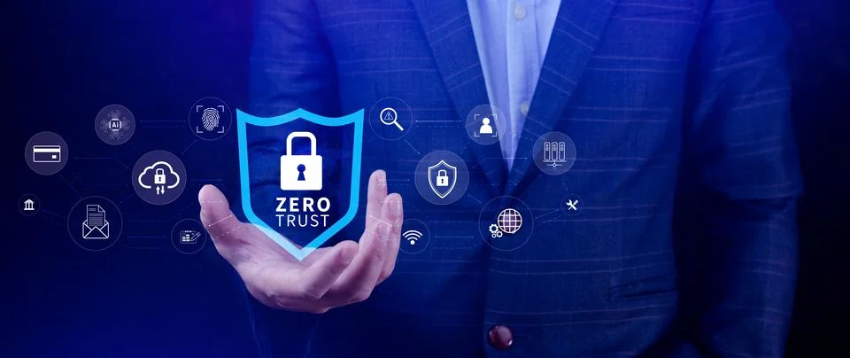 Zero trust and security concept. Business security network and private data.. Stock Photos