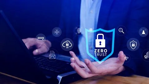 Zero trust and security concept. Business security network and private data.. Stock Photos