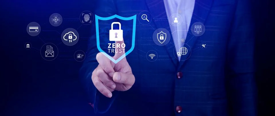 Zero trust and security concept. Business security network and private data.. Stock Photos