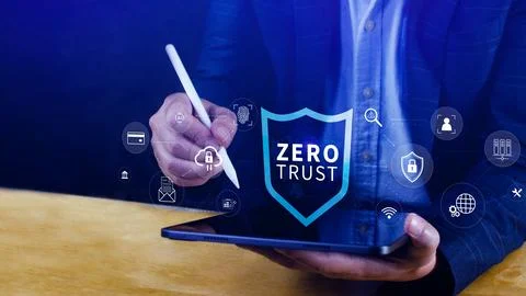 Zero trust and security concept. Business security network and private data.. Stock Photos