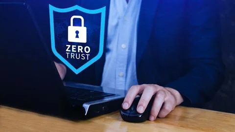 Zero trust and security concept. Business security network and private data.. Stock Photos