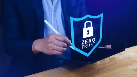 Zero trust and security concept. Business security network and private data.. Stock Photos