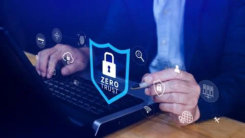 Zero trust and security concept. Business security network and private data.. Stock Photos