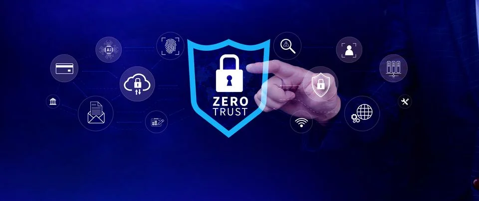Zero trust and security concept. Business security network and private data.. Stock Photos