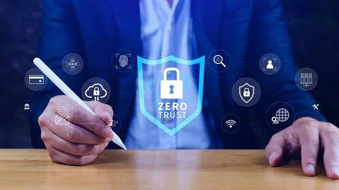 Zero trust and security concept. Business security network and private data.. Stock Photos