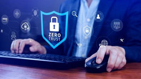 Zero trust and security concept. Business security network and private data.. Stock Photos