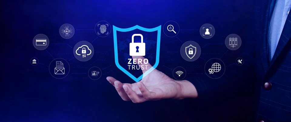 Zero trust and security concept. Business security network and private data.. Stock Photos