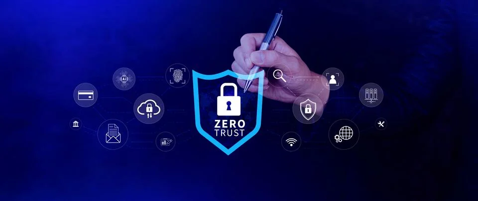 Zero trust and security concept. Business security network and private data.. Stock Photos