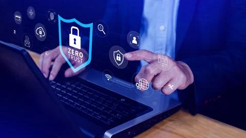 Zero trust and security concept. Business security network and private data.. Stock Photos