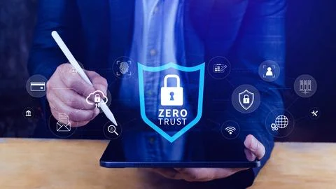 Zero trust and security concept. Business security network and private data.. Stock Photos