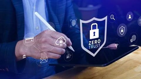 Zero trust and security concept. Business security network and private data.. Stock Photos