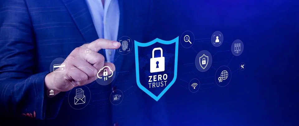 Zero trust and security concept. Business security network and private data.. Stock Photos