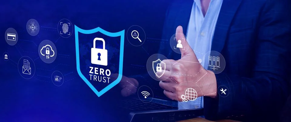 Zero trust and security concept. Business security network and private data.. Stock Photos