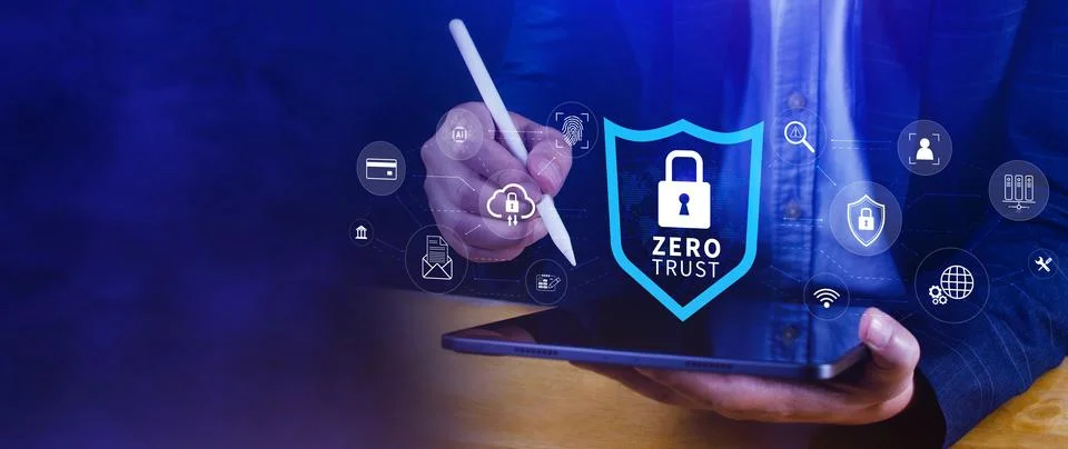 Zero trust and security concept. Business security network and private data.. Stock Photos