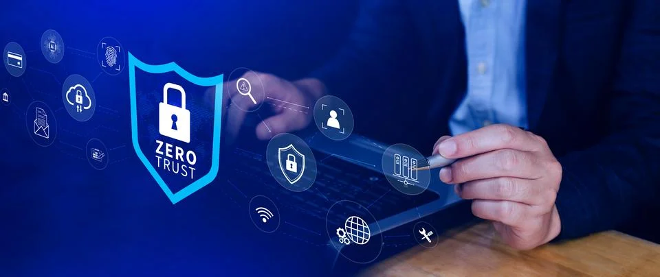 Zero trust and security concept. Business security network and private data.. Stock Photos
