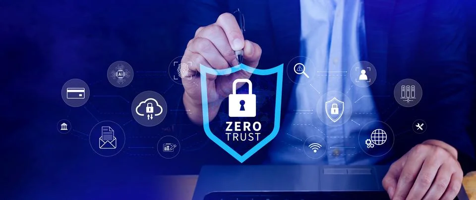 Zero trust and security concept. Business security network and private data.. Stock Photos