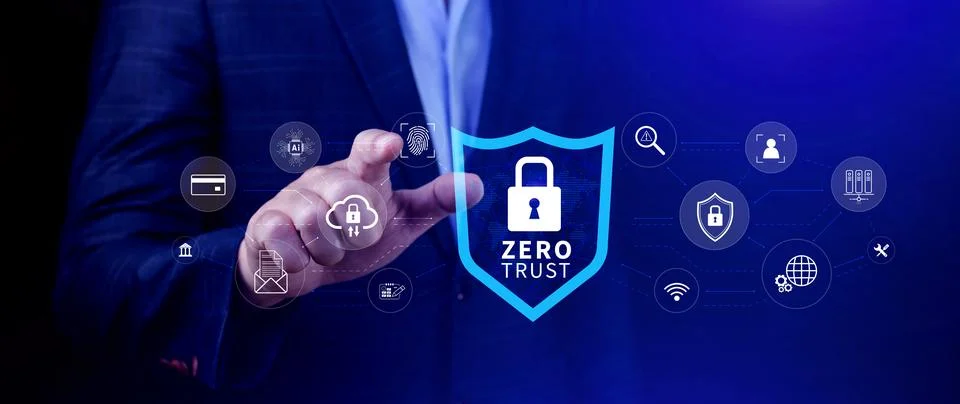 Zero trust and security concept. Business security network and private data.. Stock Photos