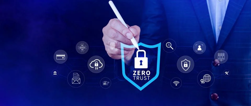 Zero trust and security concept. Business security network and private data.. Stock Photos